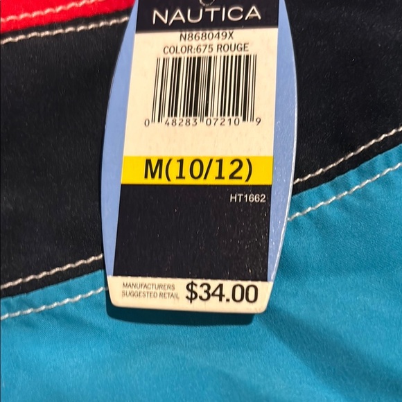 NAUTICA NEW BOYS RED BLUE SWIM TRUNKS SHORTS BATHING SUIT BEACH POOL SZ M 10 12 - Picture 6 of 6